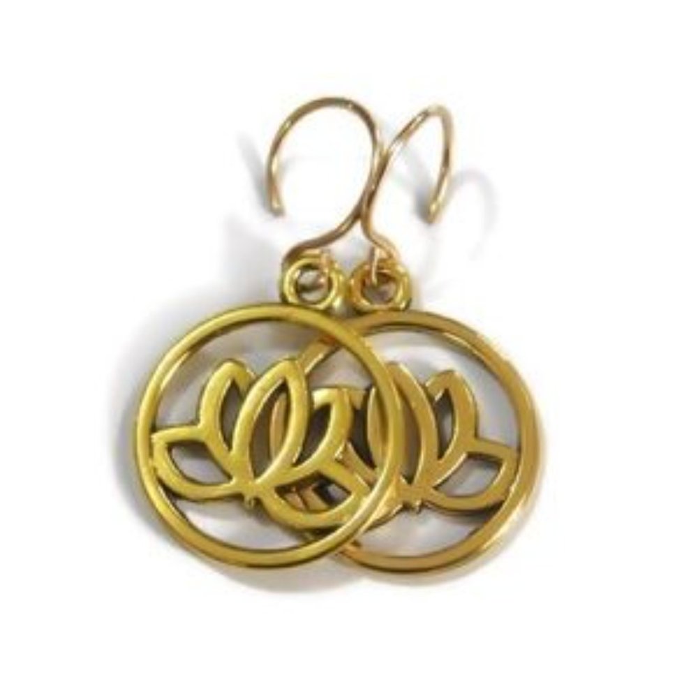 14K Gold Filled Lotus Flower Earrings